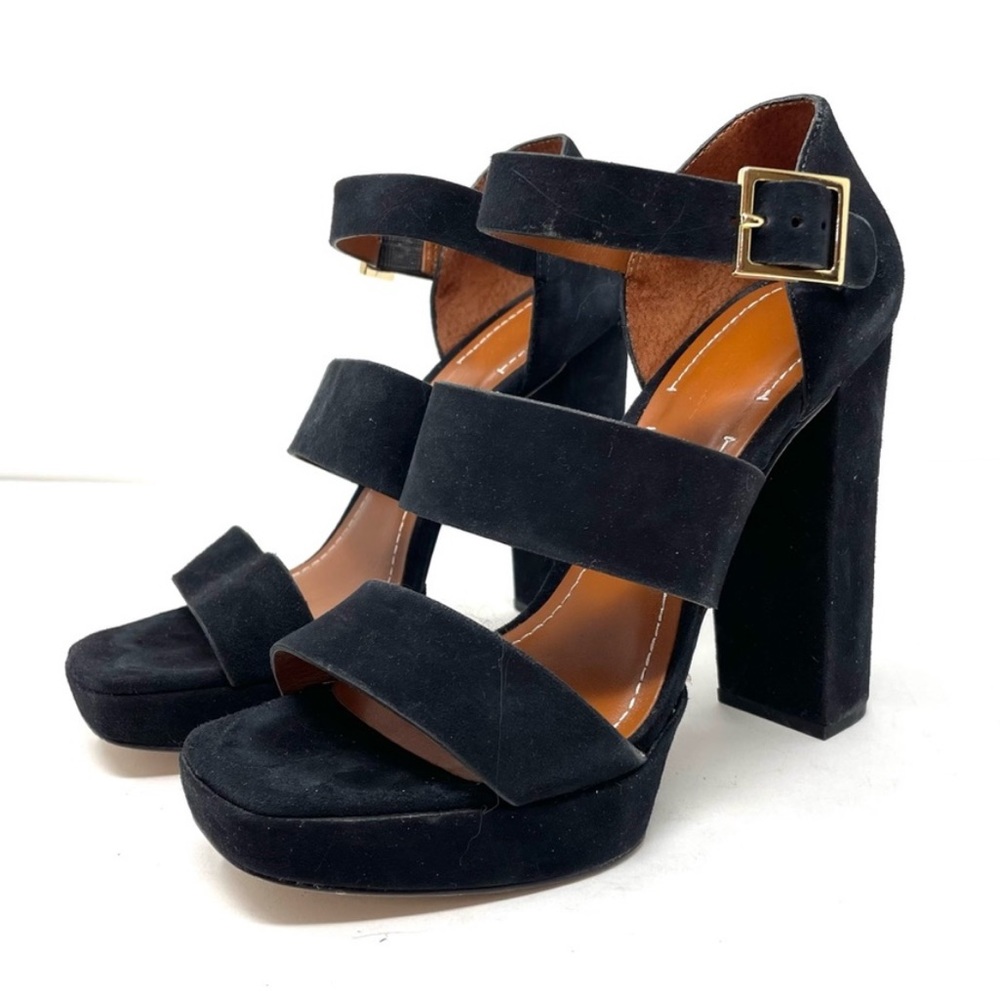 ELIZABETH & JAMES Black Suede Ultra High Heel Sandals